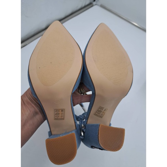 READ Cape Robbin Boho Western Denim Patches block high heel pointy toe Shoes 8.5 - Picture 4 of 10